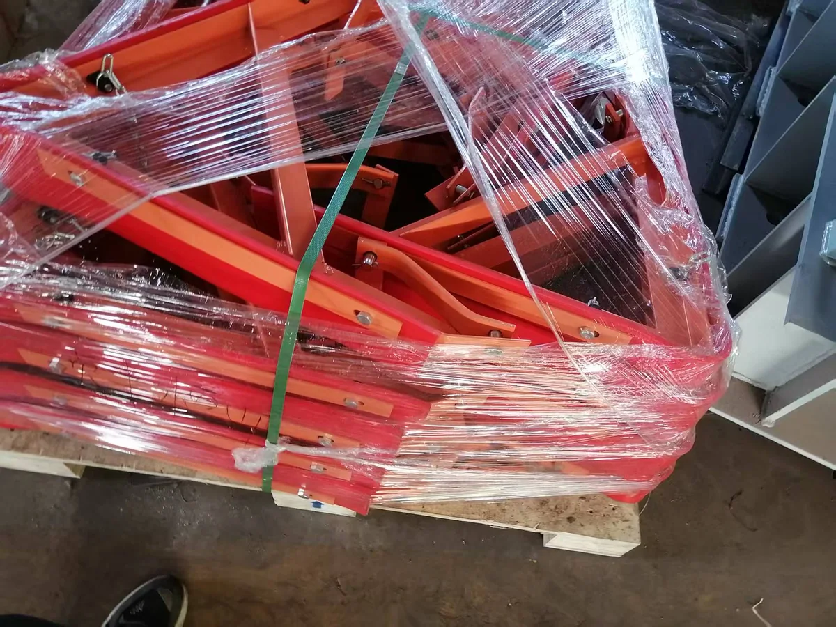 Primary belt cleaners packed for shipment